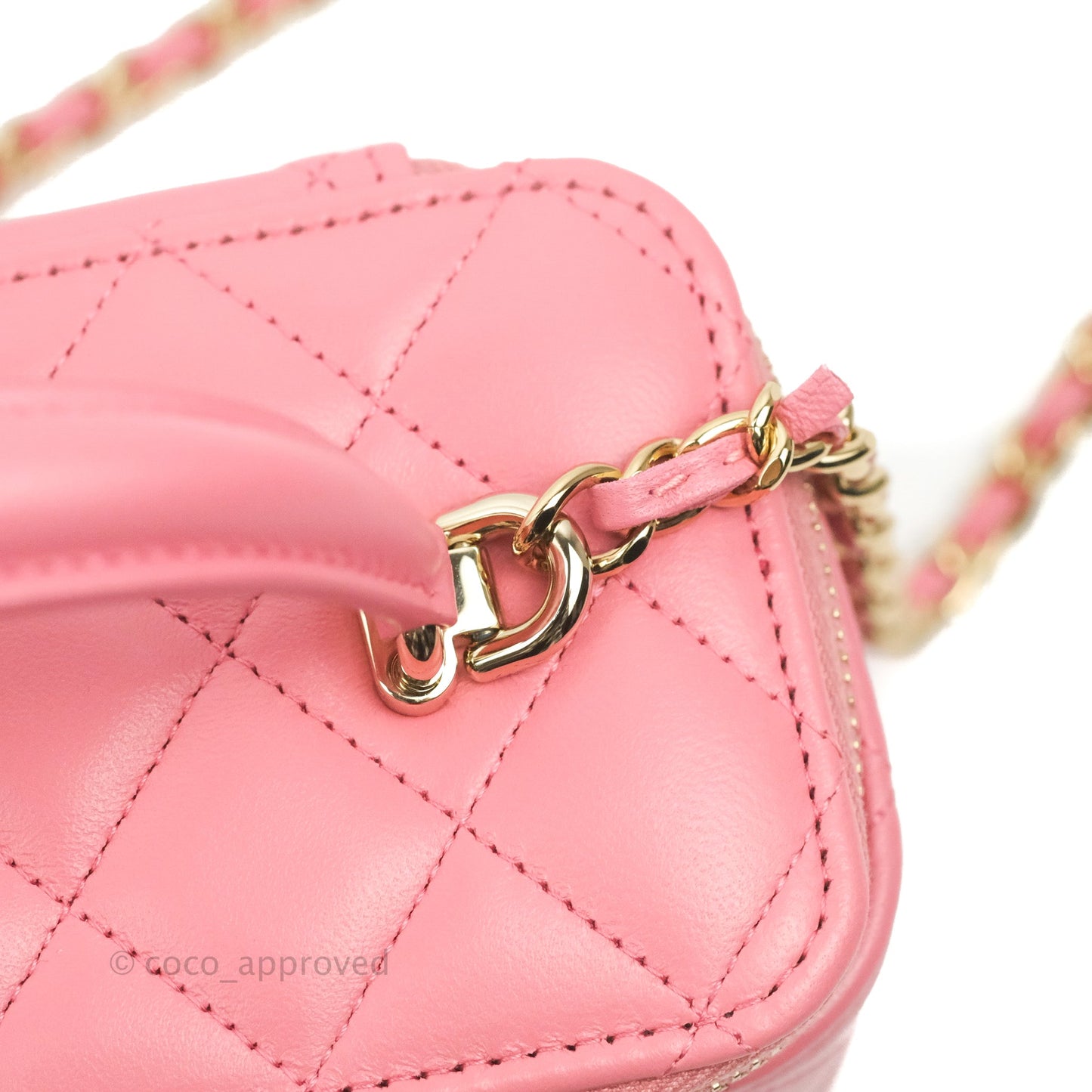 Chanel Vanity Rectangular Top Handle Pink Lambskin Gold Hardware