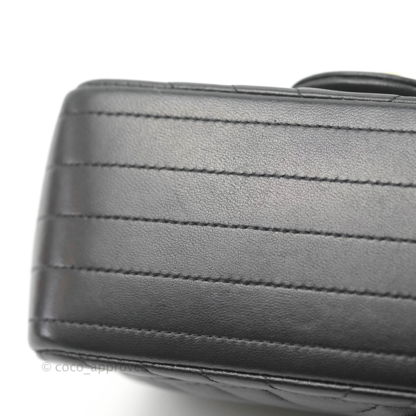 Chanel Mini Square Black Chevron Lambskin Gold Hardware