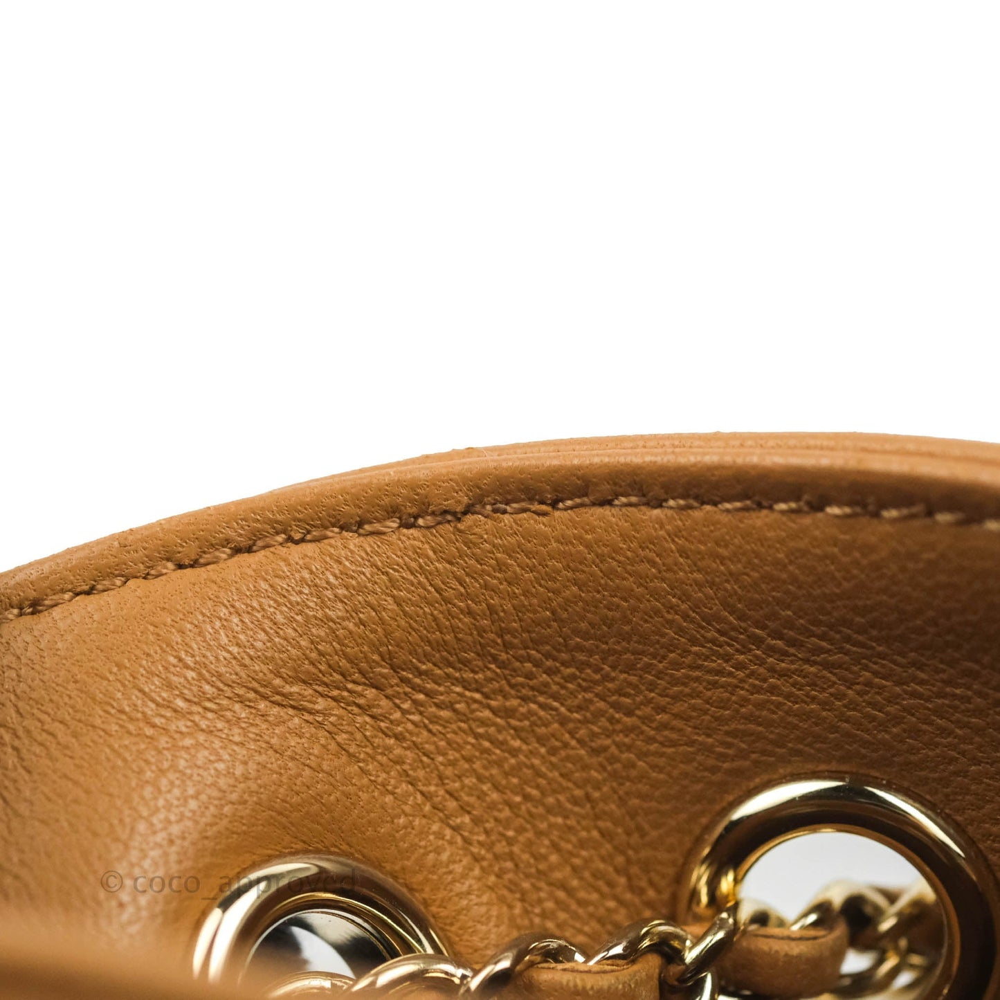 Chanel Chevron Bucket Drawstring Bag Caramel Gold Hardware