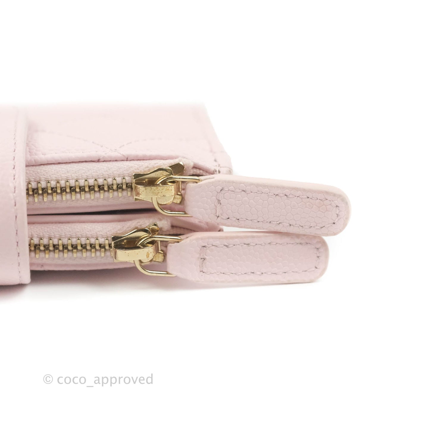 Chanel Folded Double Zip Coin Case Card Pink Caviar Gold Hardware