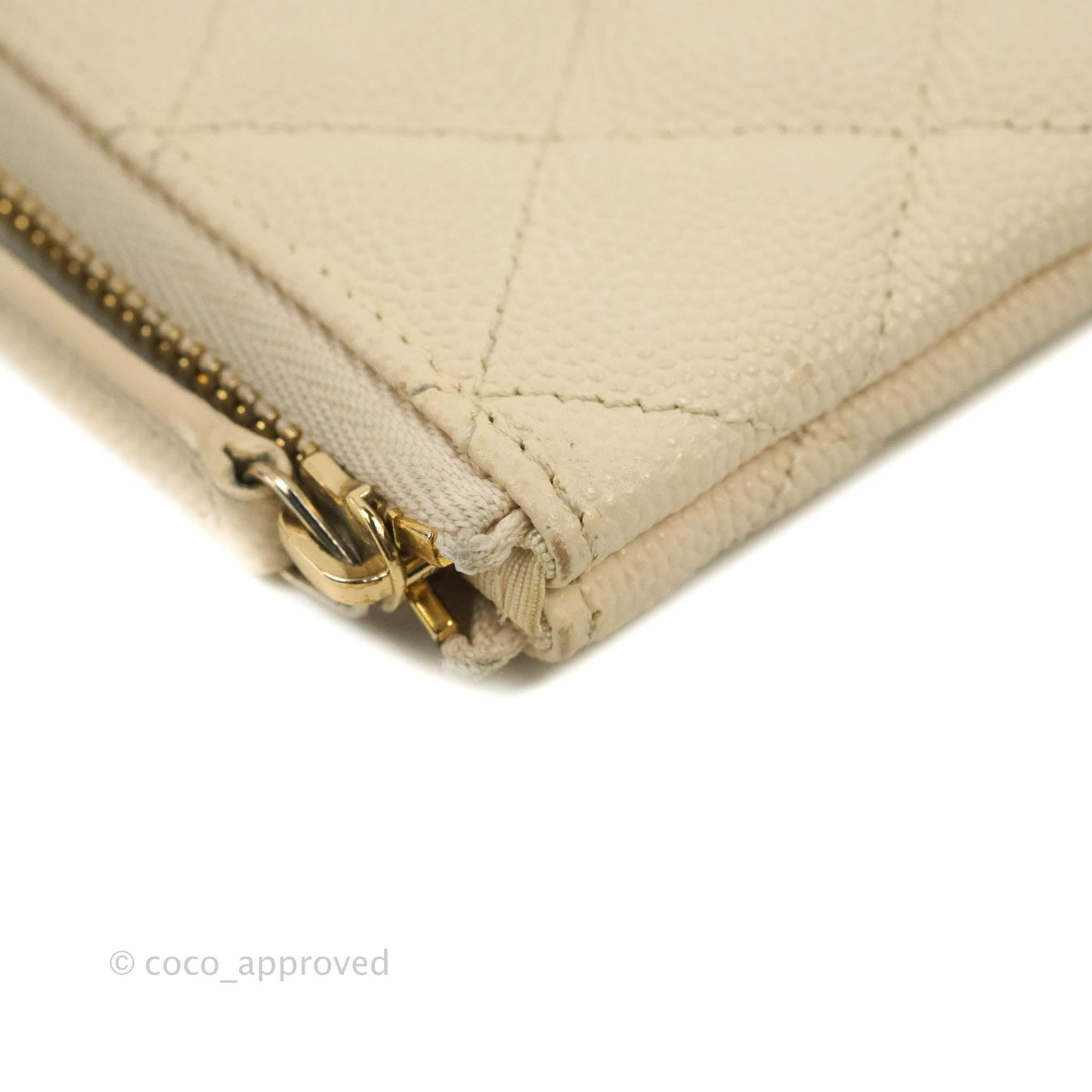 Chanel Quilted Mini O Case Light Beige Caviar Gold Hardware