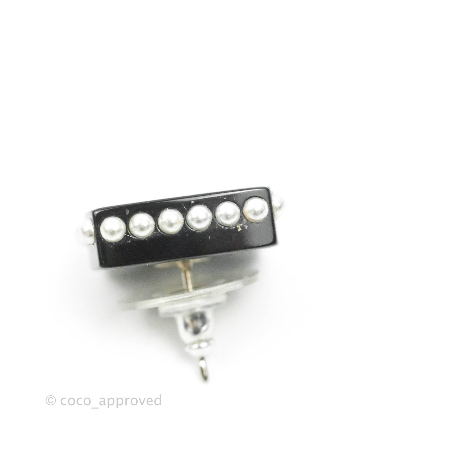 Chanel Resin Pearl Square CC Earrings Black 15P