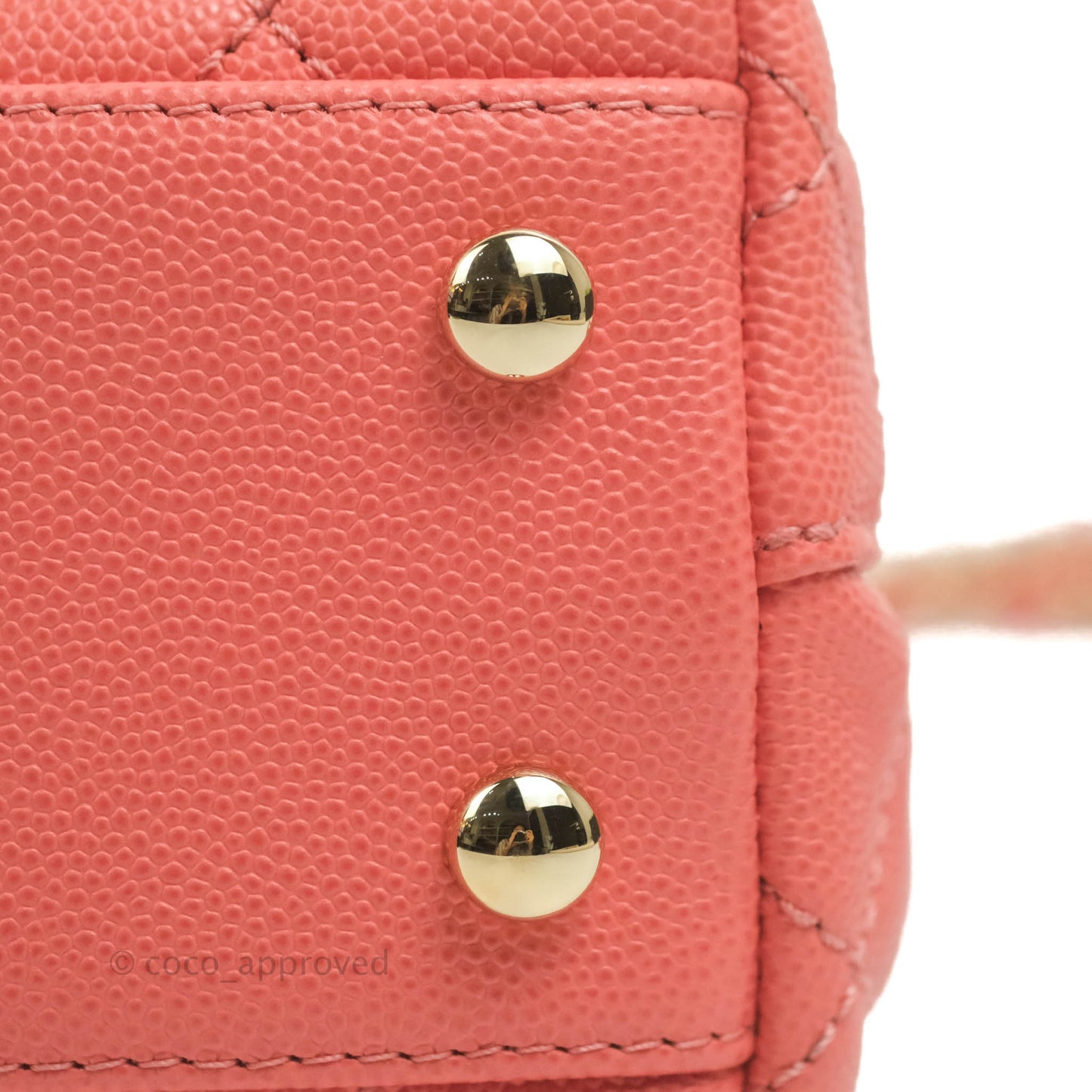 Chanel Small Quilted Coco Handle Coral Pink Caviar Gold Hardware