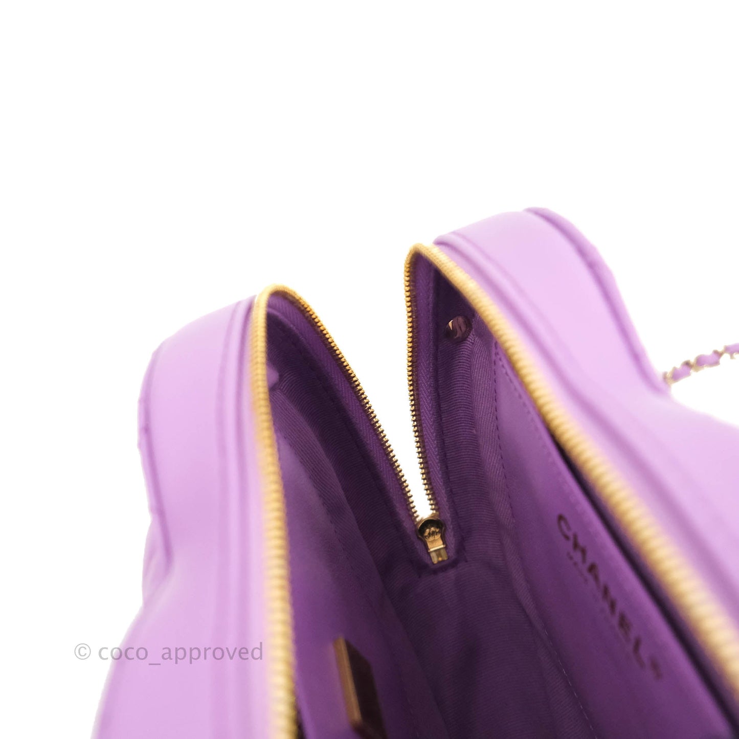 Chanel Large Heart Bag Purple Lambskin Gold Hardware 22S