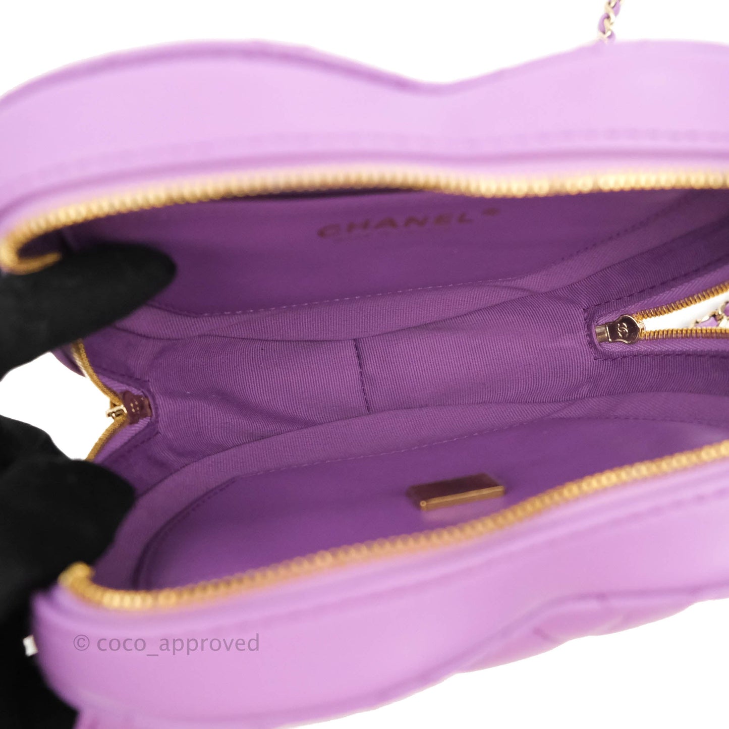 Chanel Large Heart Bag Purple Lambskin Gold Hardware 22S