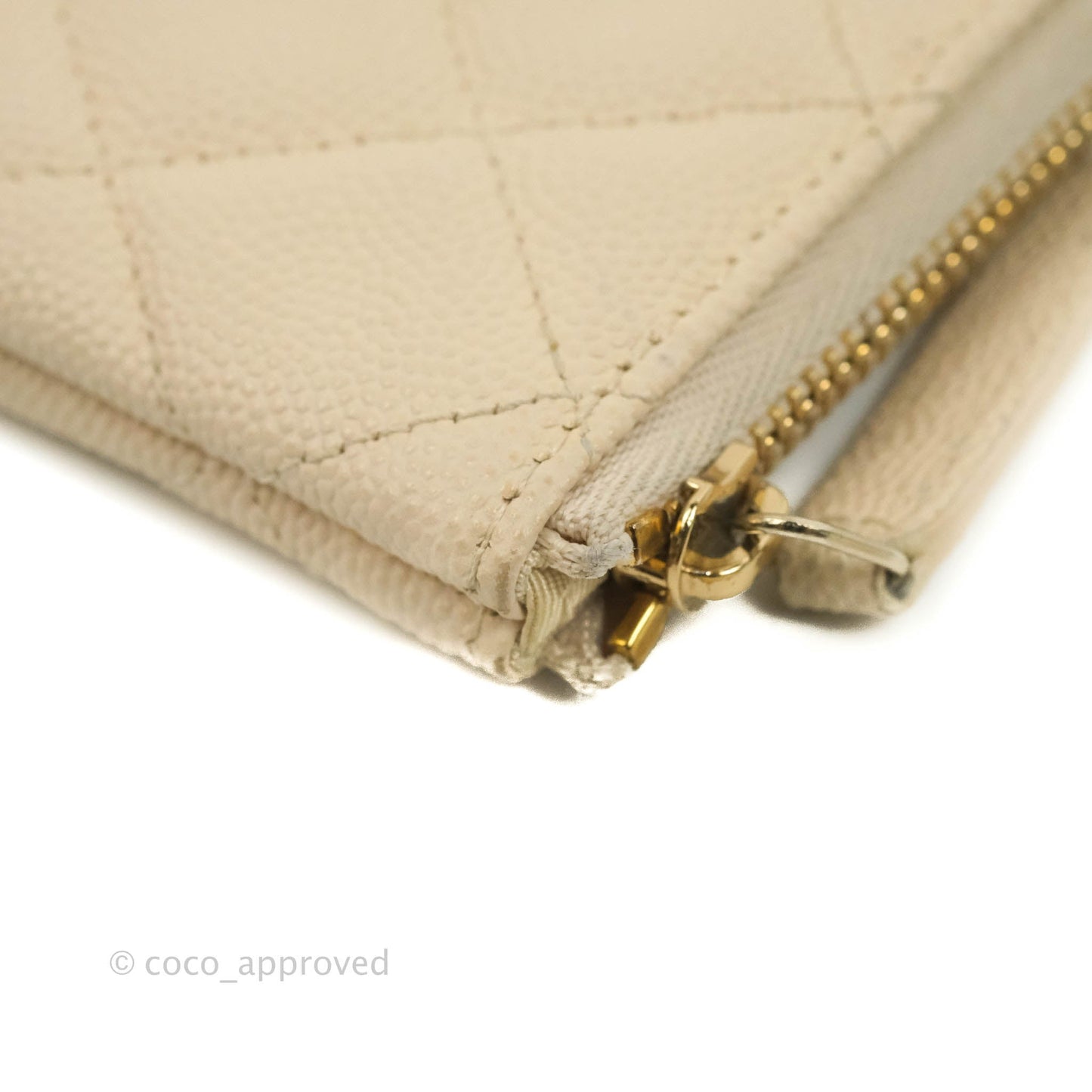 Chanel Quilted Mini O Case Light Beige Caviar Gold Hardware
