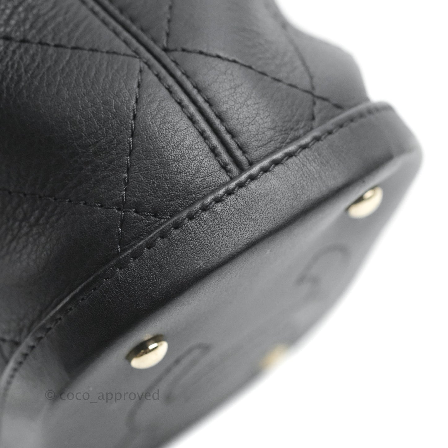 Chanel Mini CC Drawstring Bucket Bag Black Calfskin Gold Hardware