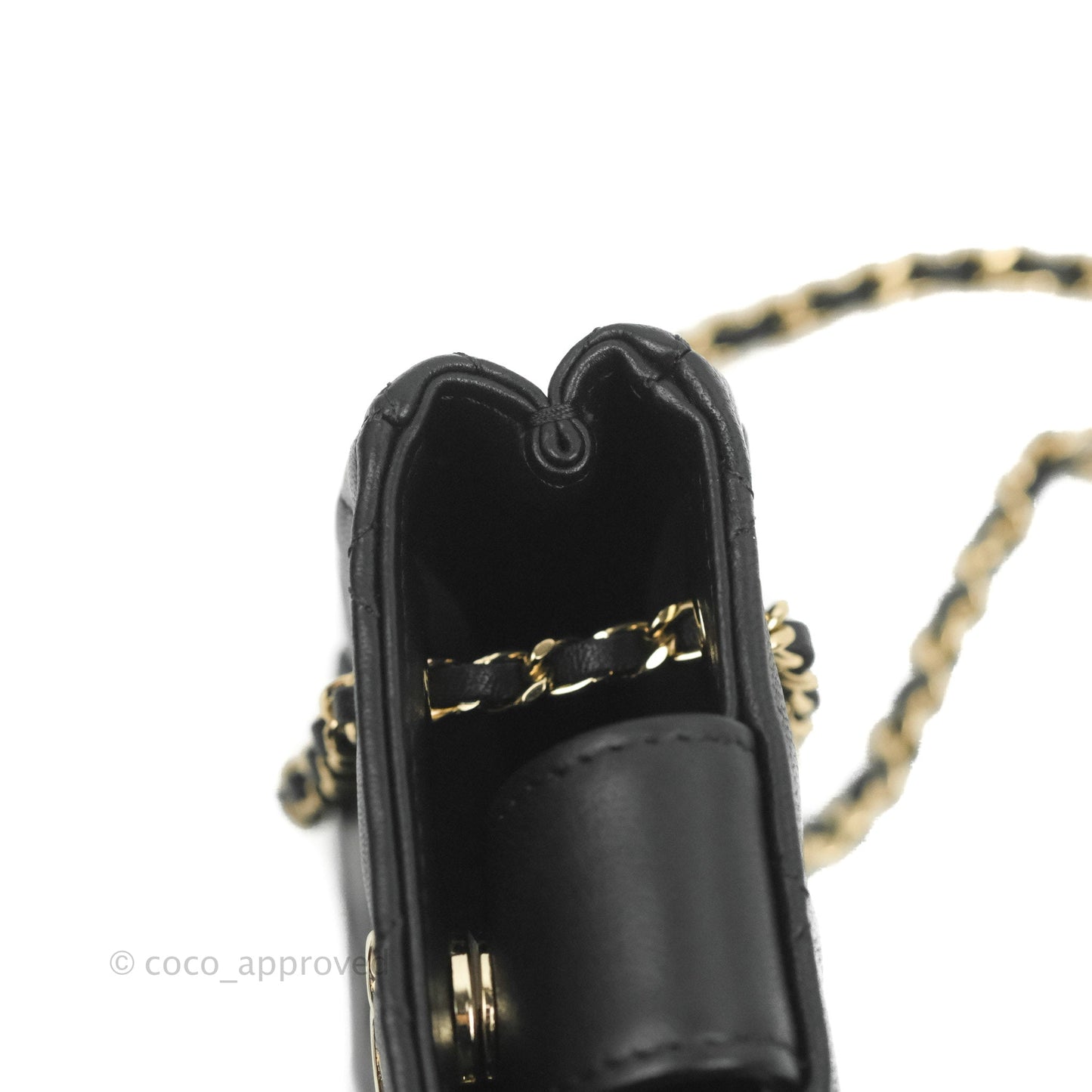 Chanel Mini Clutch With Chain Black Lambskin Gold Hardware 22C