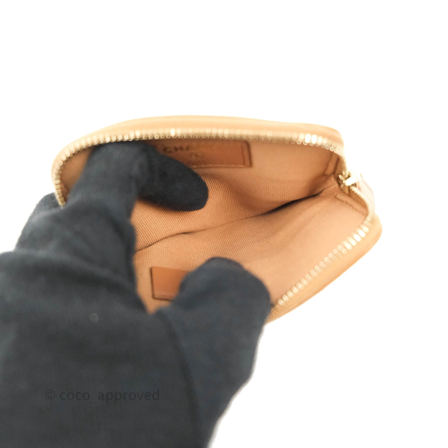 Chanel 19 Caramel Zipped Coin Purse Lambskin Gold Hardware