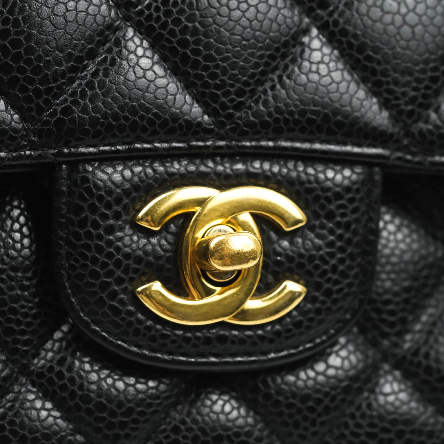 Chanel Classic M/L Medium Double Flap Black Caviar Gold Hardware