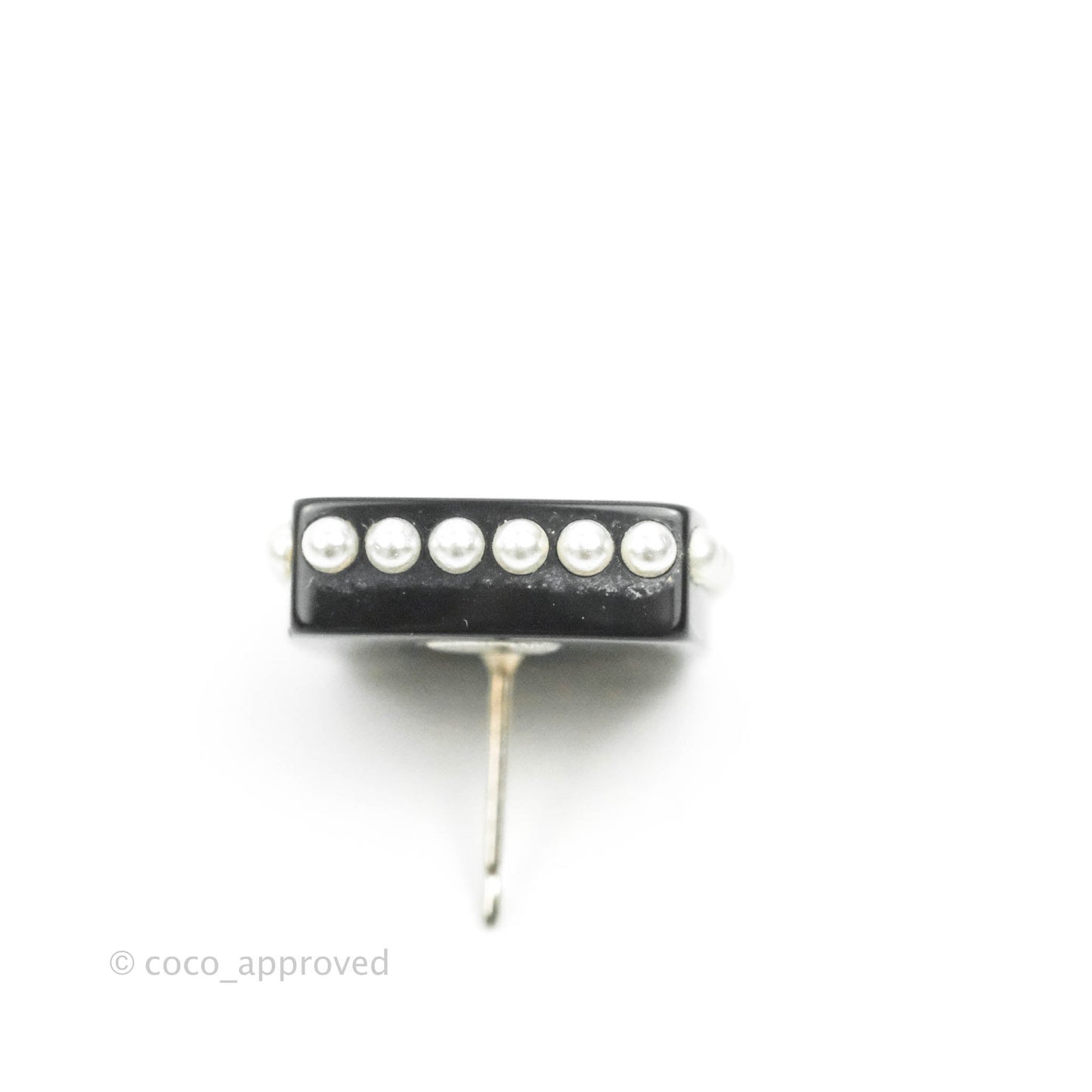 Chanel Resin Pearl Square CC Earrings Black 15P