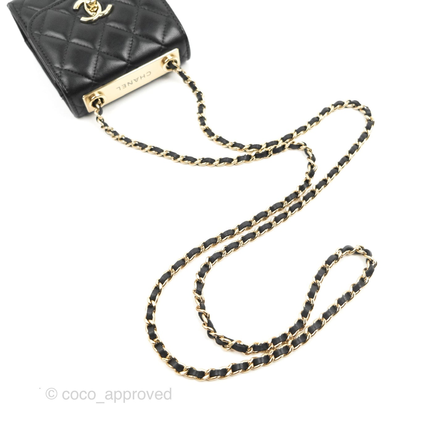 Chanel Mini Quilted Trendy CC Clutch With Chain Black Lambskin Gold Hardware