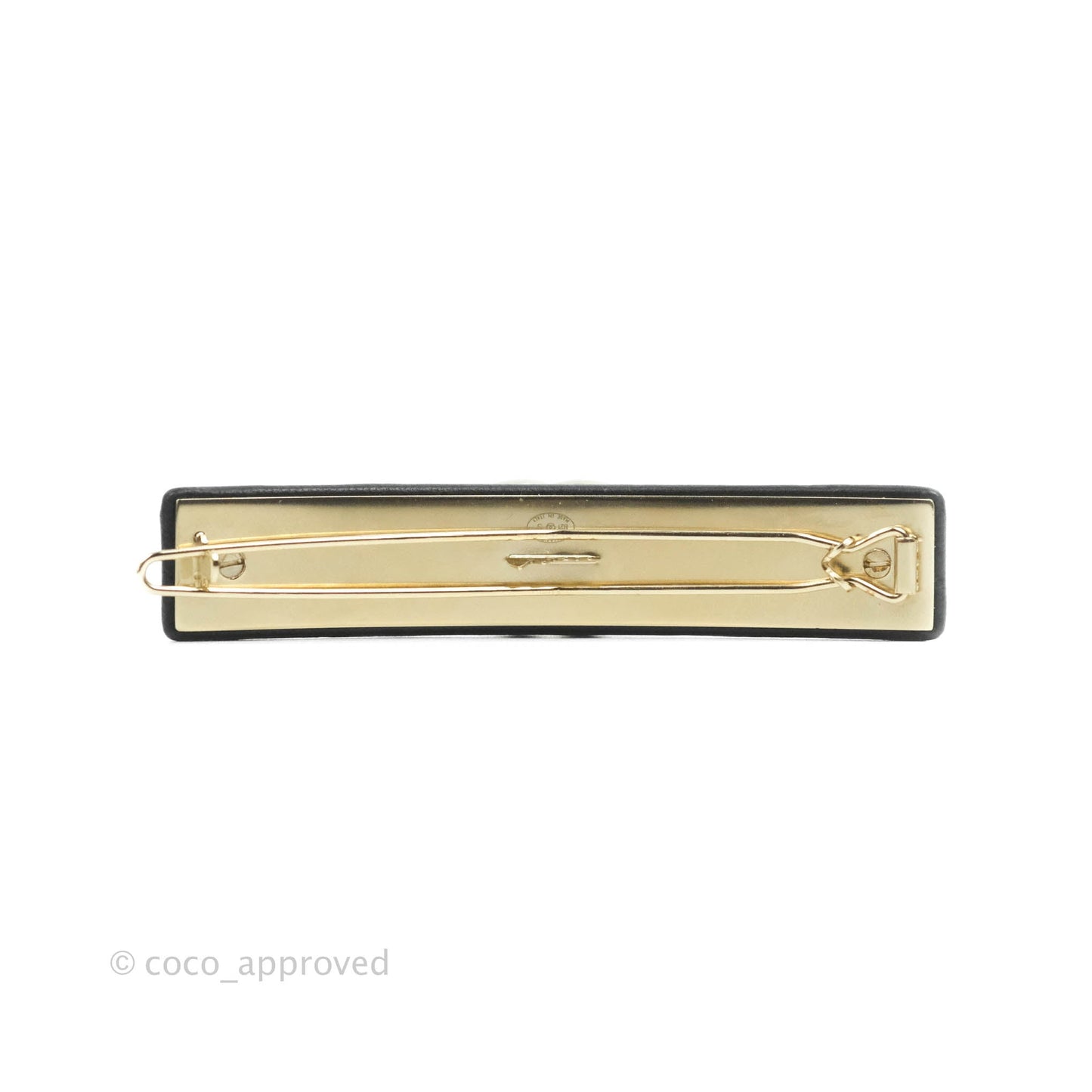 Chanel Leather Hair Clip Black Lambskin Gold Hardware 21S