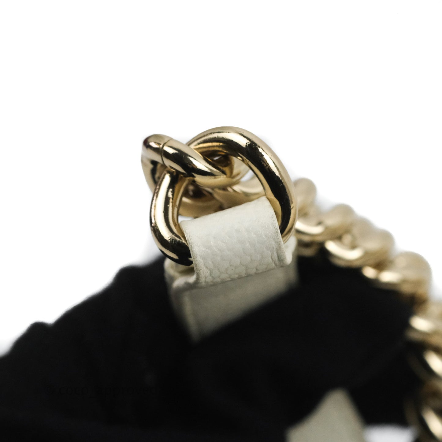 Chanel Quilted Medium Boy White Caviar Gold Hardware