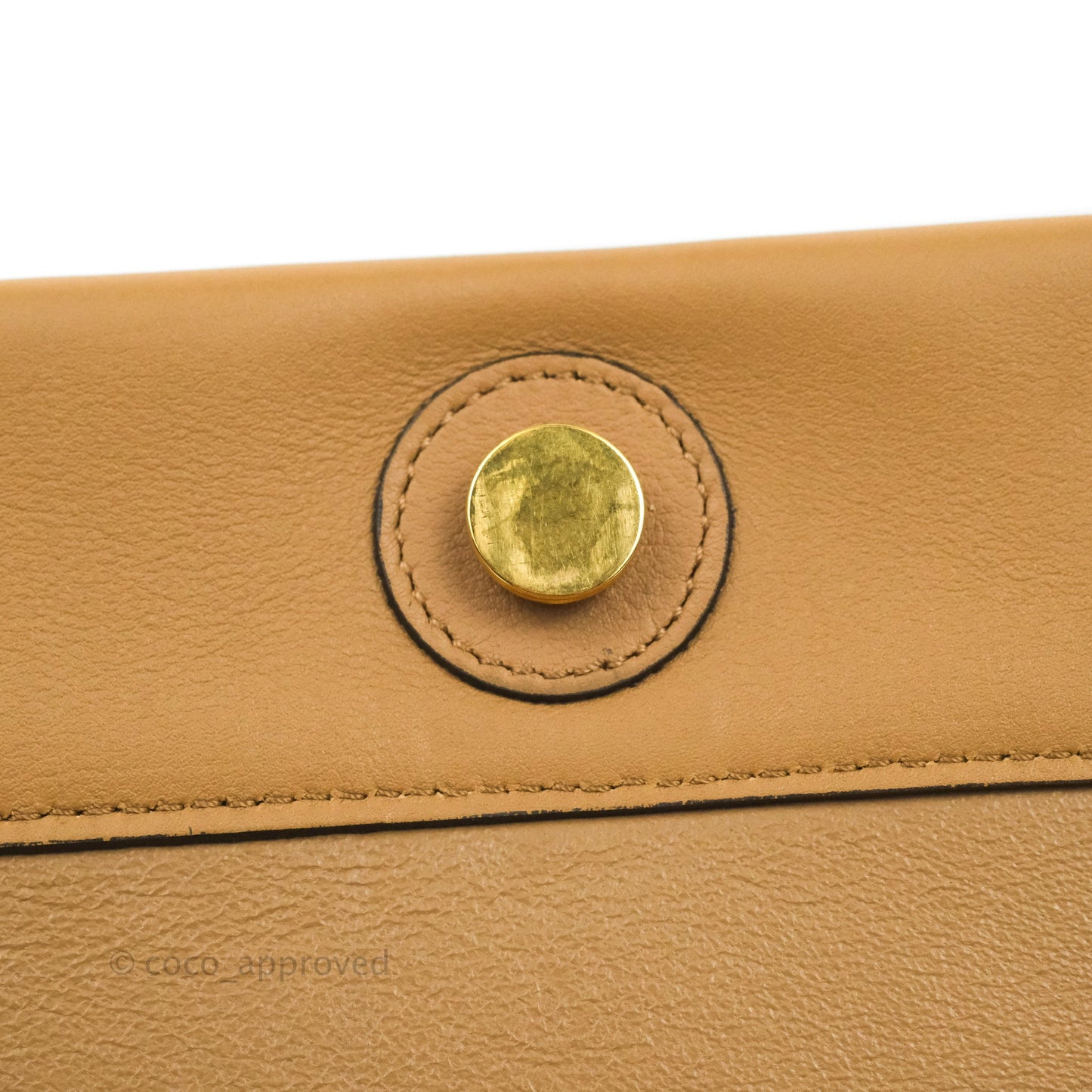 Celine Frame Shoulder Bag White Brown Calfskin Gold Hardware