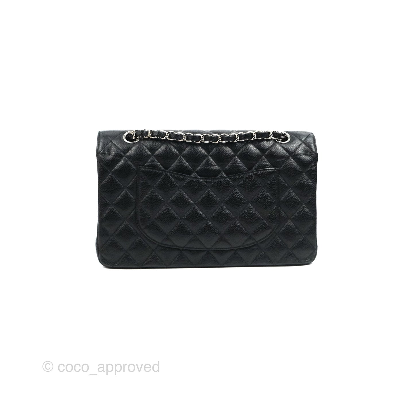 Chanel Classic M/L Medium Flap Quilted Black Caviar Silver Hardware