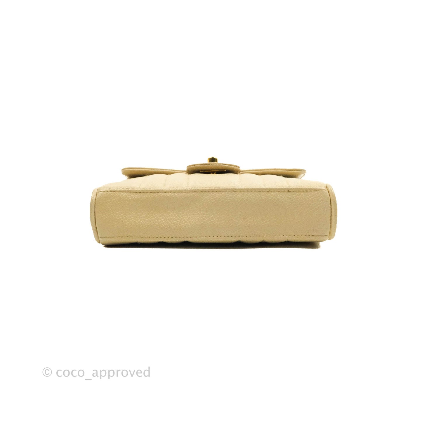 Chanel Vintage Vertical Mini Square Beige Caviar Gold Hardware