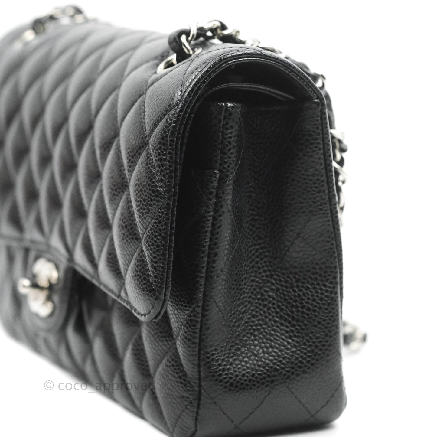 Chanel Classic M/L Medium Flap Quilted Black Caviar Silver Hardware