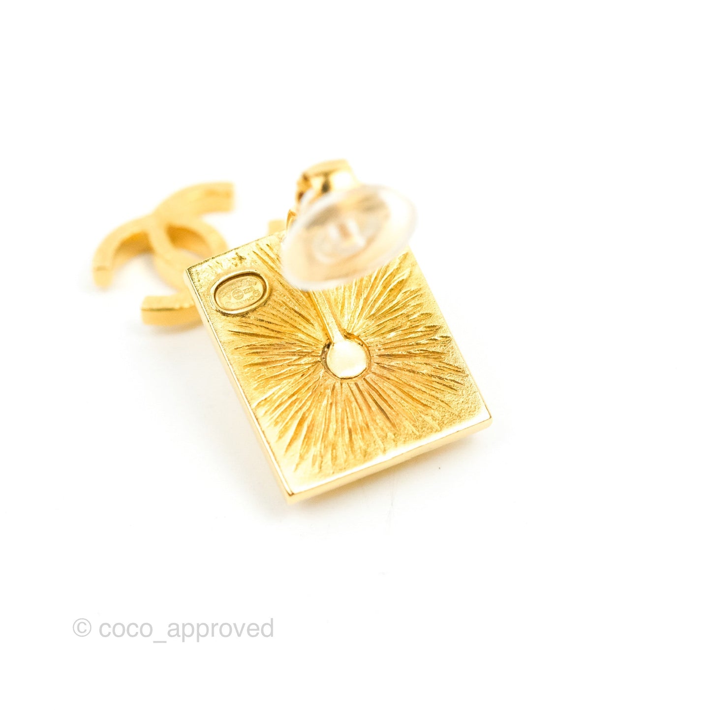 Chanel Lion CC Drop Ear Clip Gold Tone 22A
