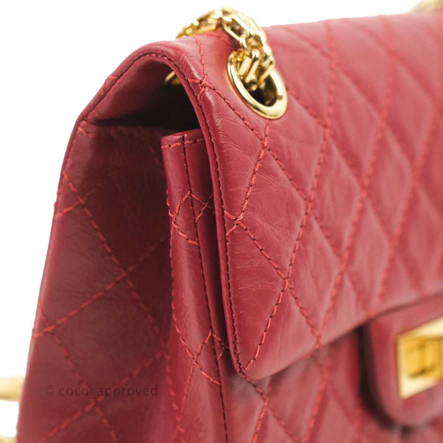 Chanel Mini Reissue 224 Red Aged Calfskin Gold Hardware