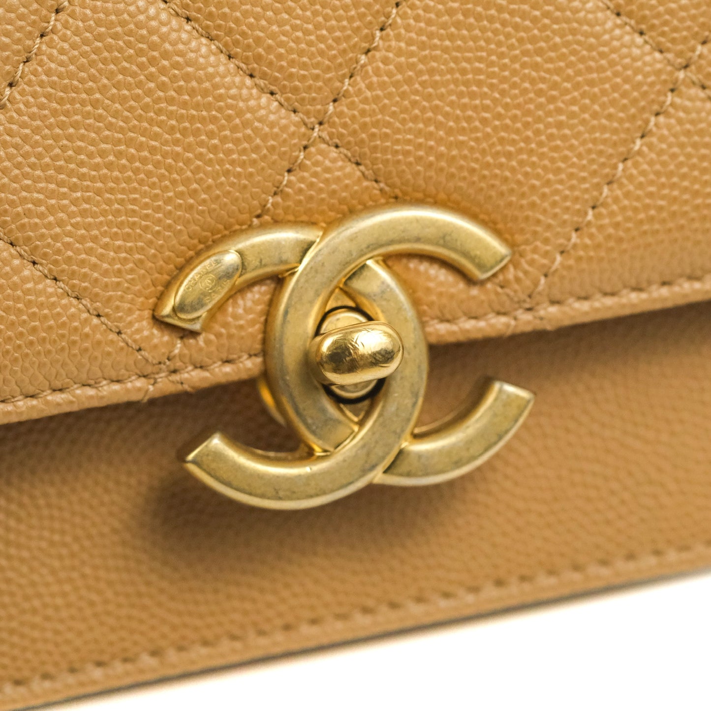 Chanel Mini Messenger Bag Beige Caviar Gold Hardware 21K
