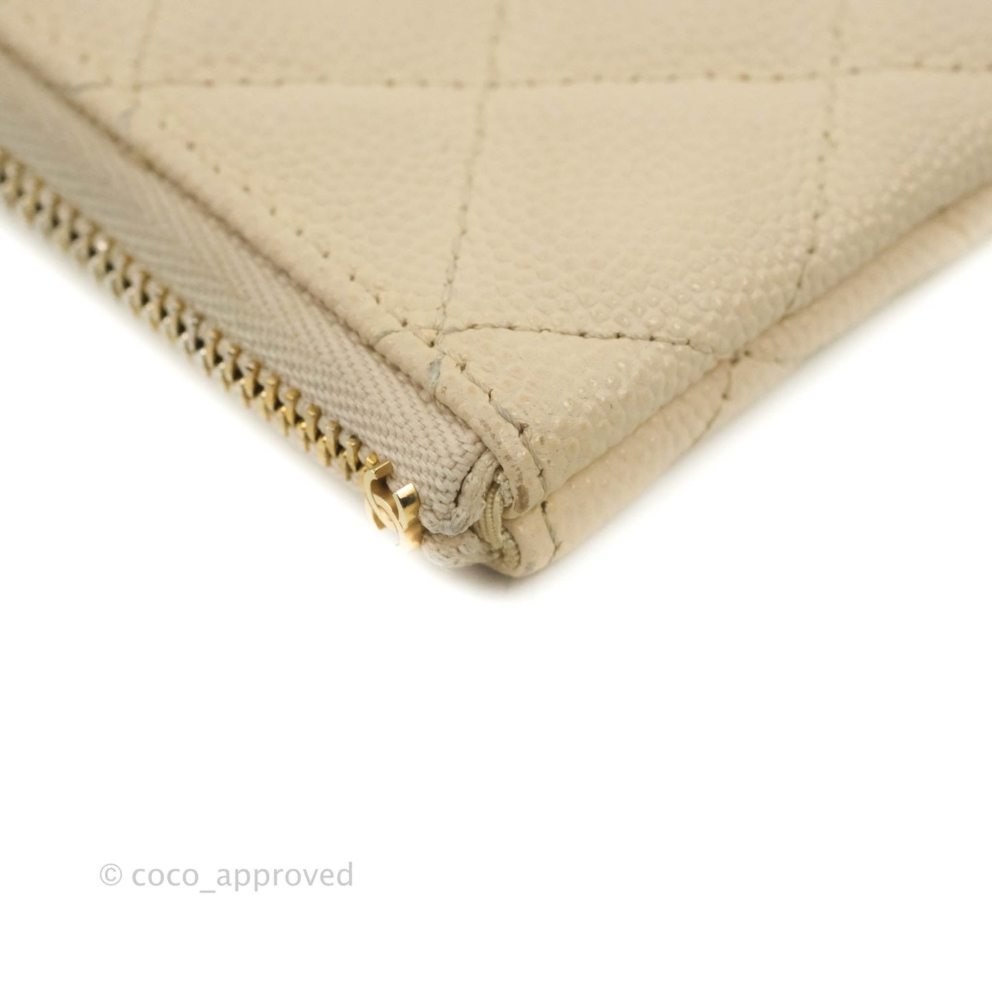 Chanel Quilted Mini O Case Light Beige Caviar Gold Hardware