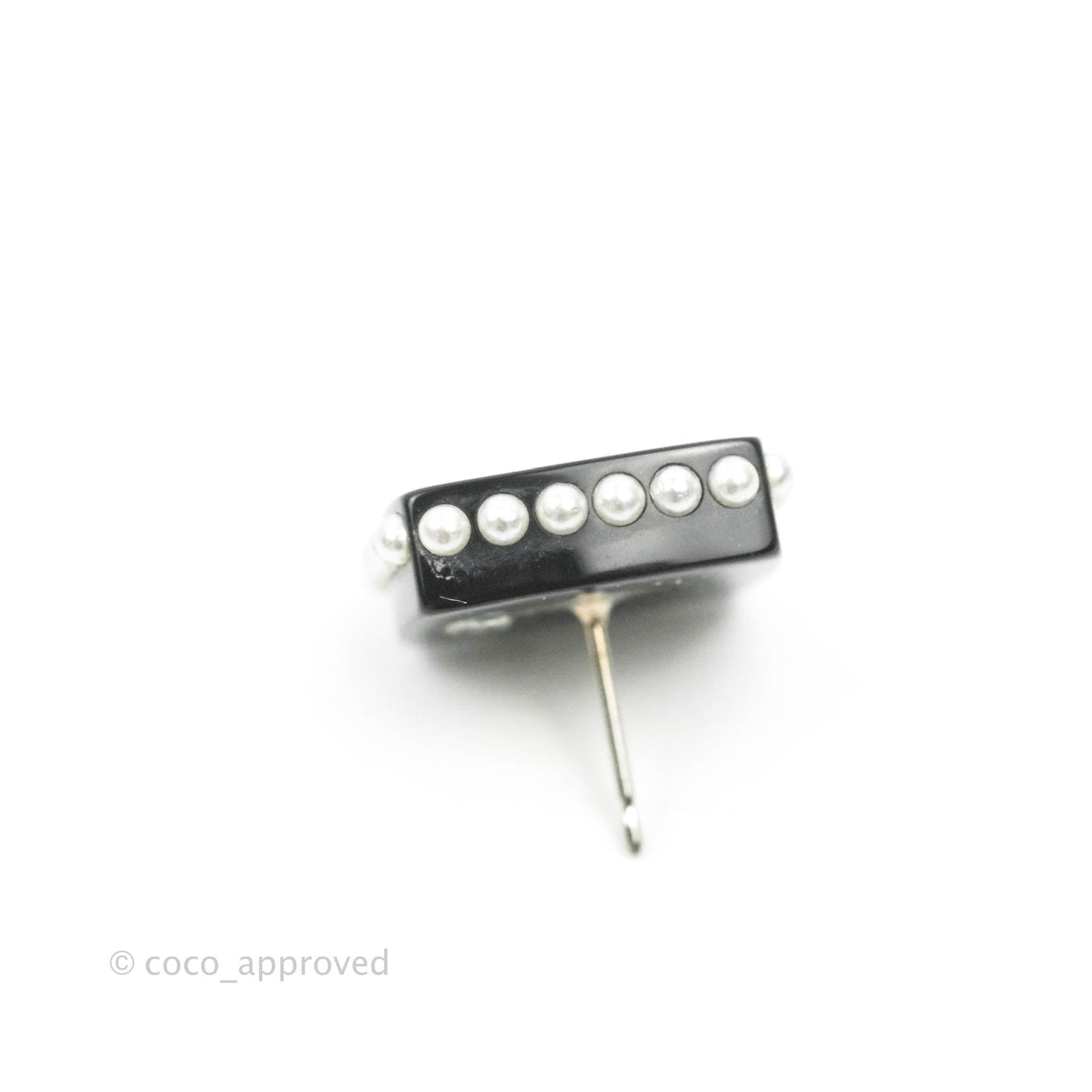 Chanel Resin Pearl Square CC Earrings Black 15P