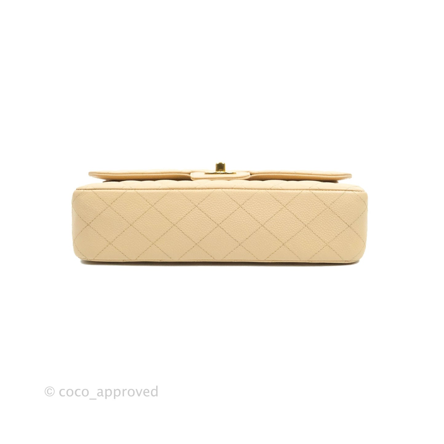 Chanel Classic M/L Medium Double Flap Bag Beige Caviar Gold Hardware