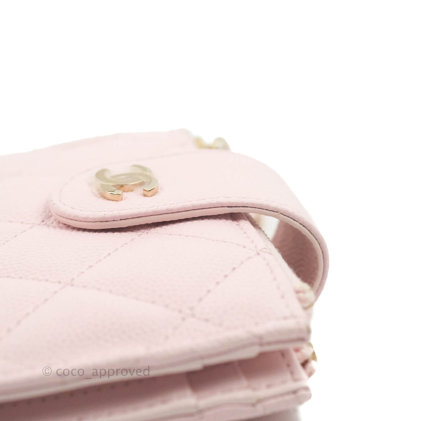 Chanel Folded Double Zip Coin Case Card Pink Caviar Gold Hardware