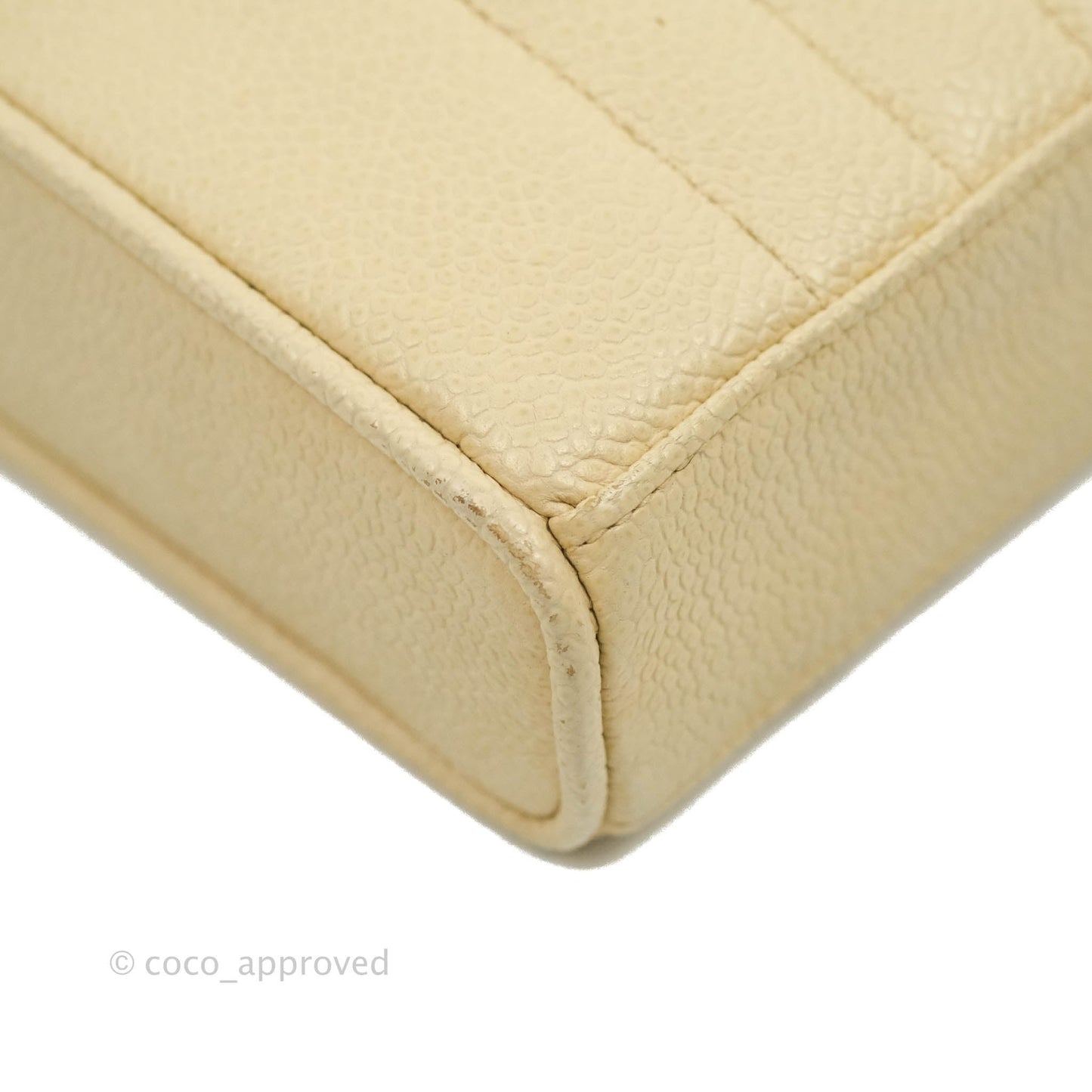 Chanel Vintage Vertical Mini Square Beige Caviar Gold Hardware