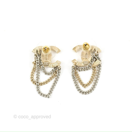 Chanel Crystal CC Chain Pendant Earrings 21B