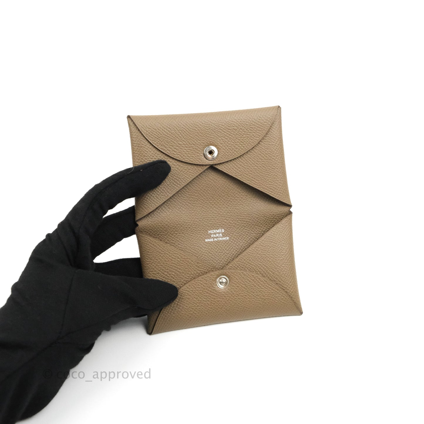 Hermès Calvi Card Holder Epsom Etoupe