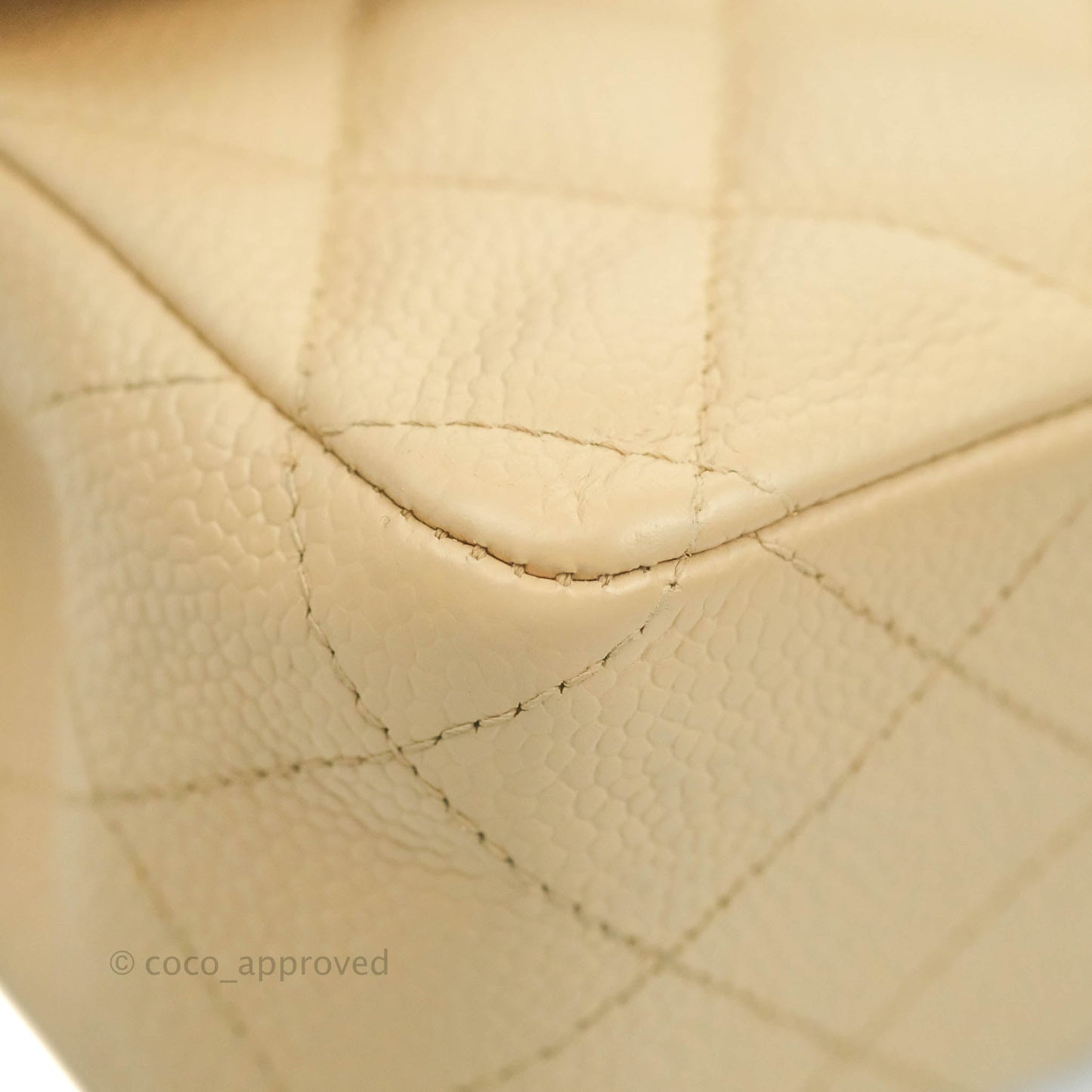 Chanel Classic M/L Medium Double Flap Bag Beige Caviar Gold Hardware