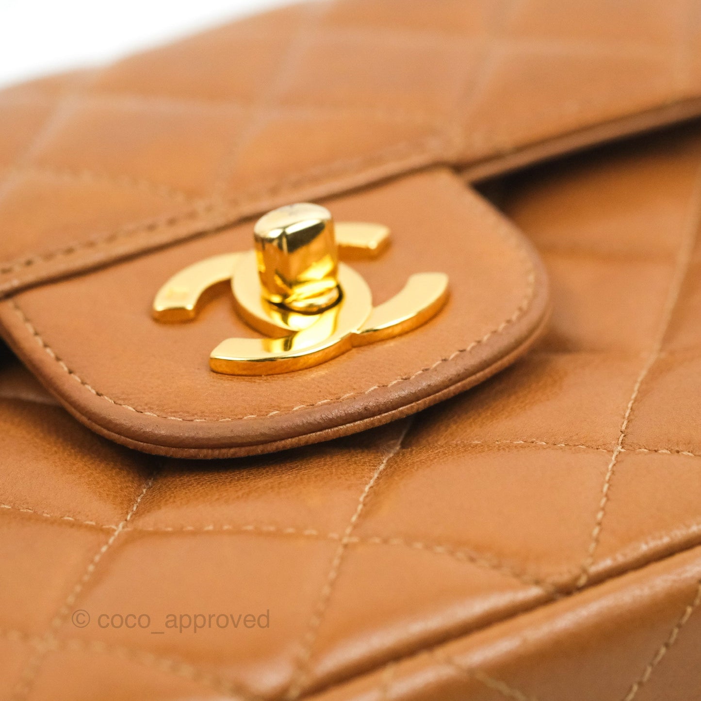 Chanel Vintage Double-sided Small Flap Brown Caramel Lambskin 24K Gold Hardware