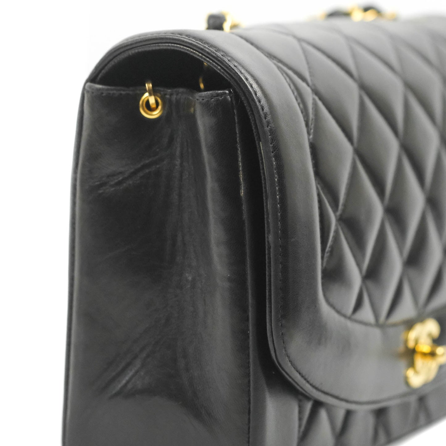 Chanel Vintage Quilted Medium Classic Diana Flap Bag Black Lambskin 24K Gold Hardware