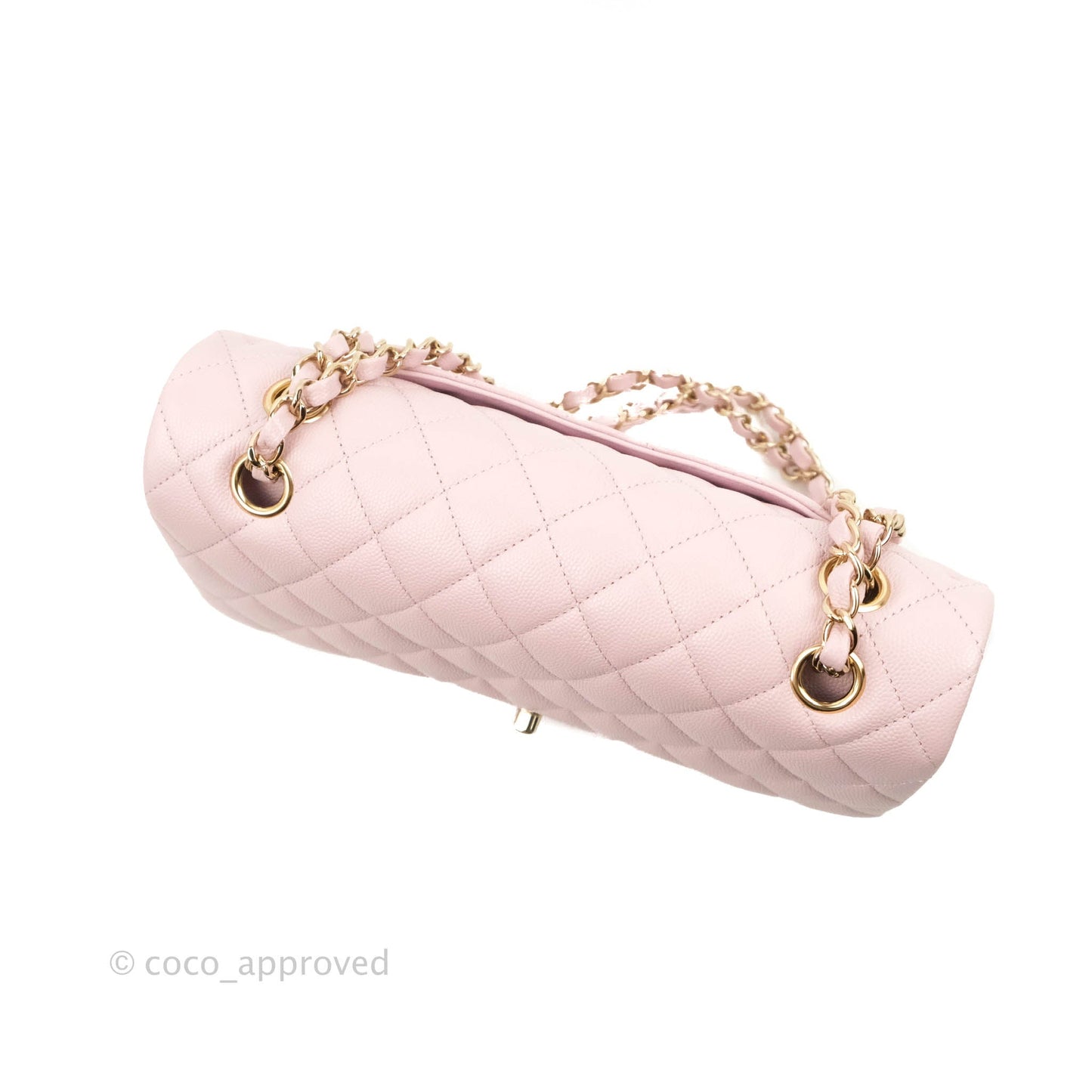 Chanel M/L Medium Double Flap Bag Lilac Rose Clair Caviar Gold Hardware 21S