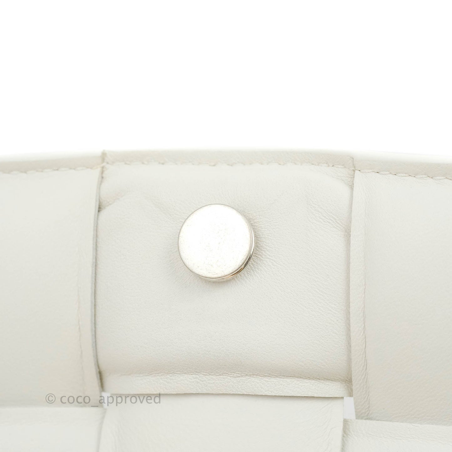 Bottega Veneta Padded Cassette Shoulder Bag Intrecciato White Lambskin Silver Hardware