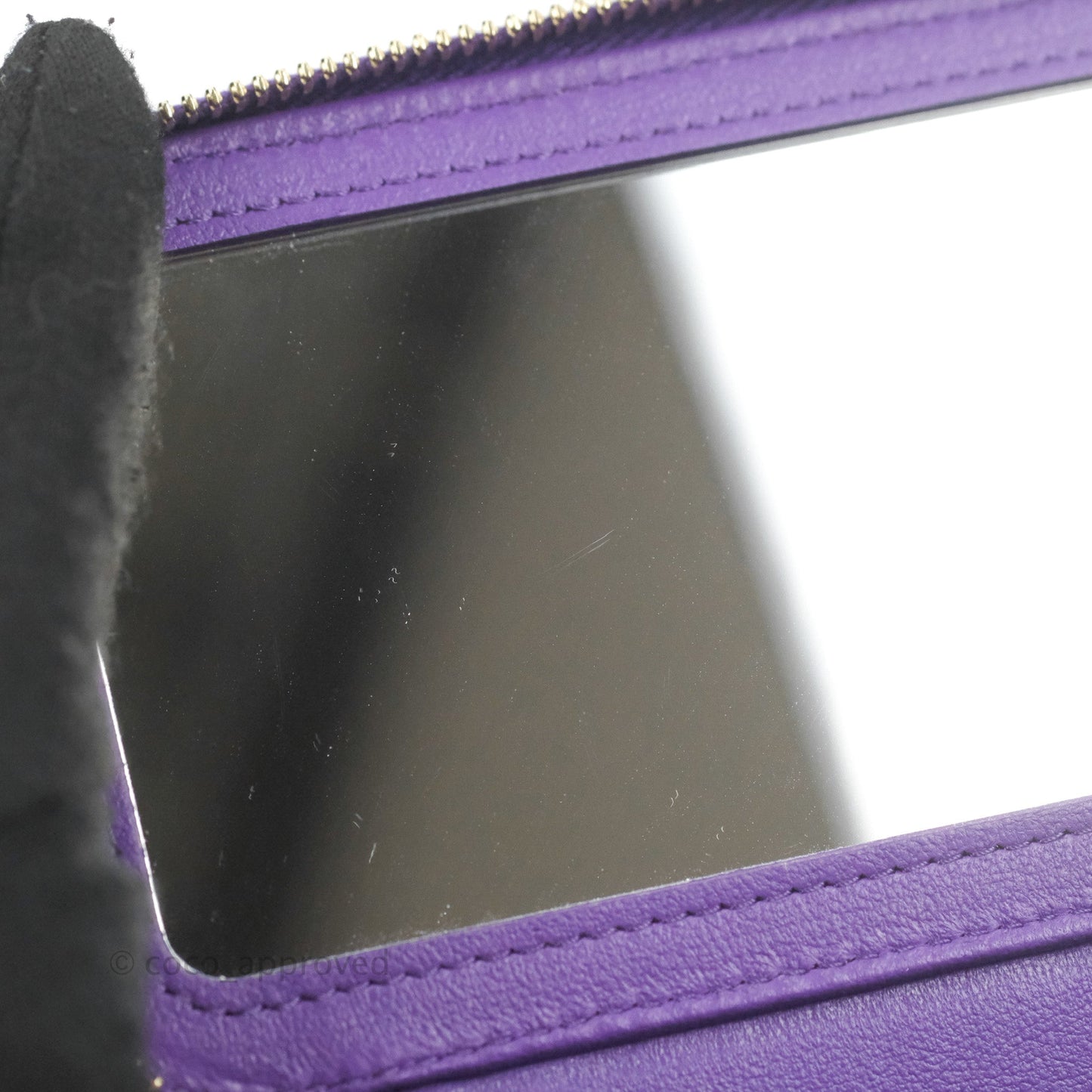 Chanel Vanity Rectangular Top Handle Purple Lambskin Gold Hardware with Twilly