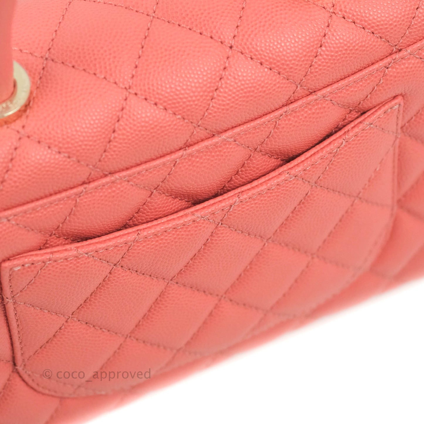 Chanel Small Quilted Coco Handle Coral Pink Caviar Gold Hardware