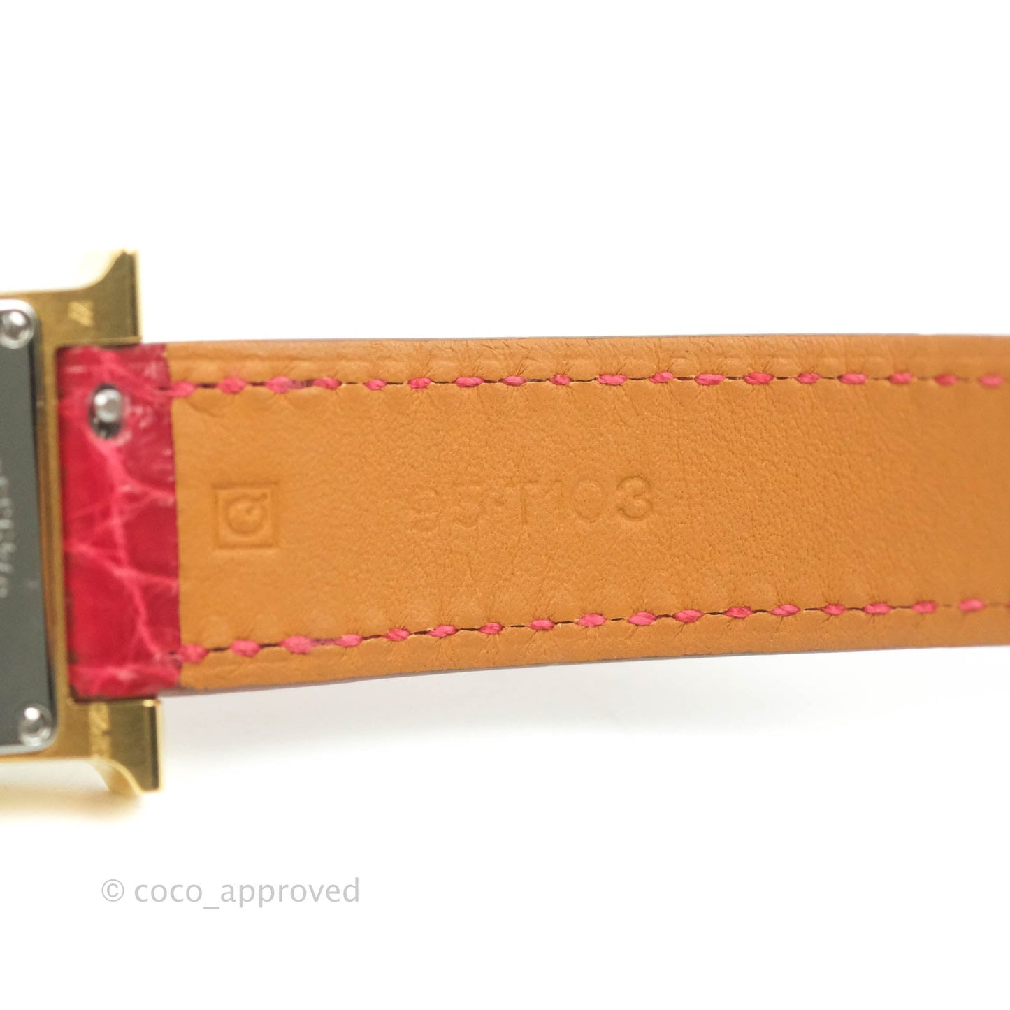 Hermès Heure H PM Watch Red Alligator Gold Hardware