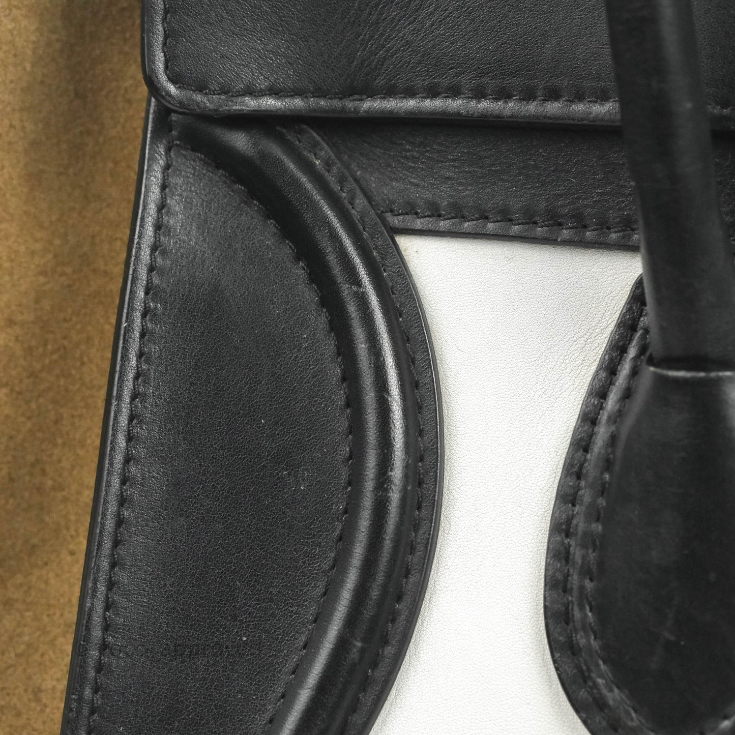 Celine Mini Luggage Bag Black/White/Brown Calfskin