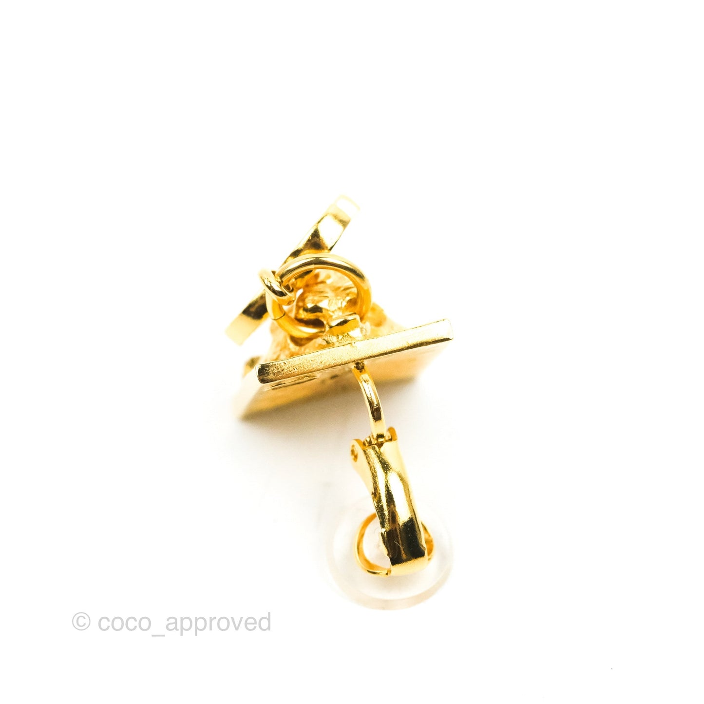 Chanel Lion CC Drop Ear Clip Gold Tone 22A