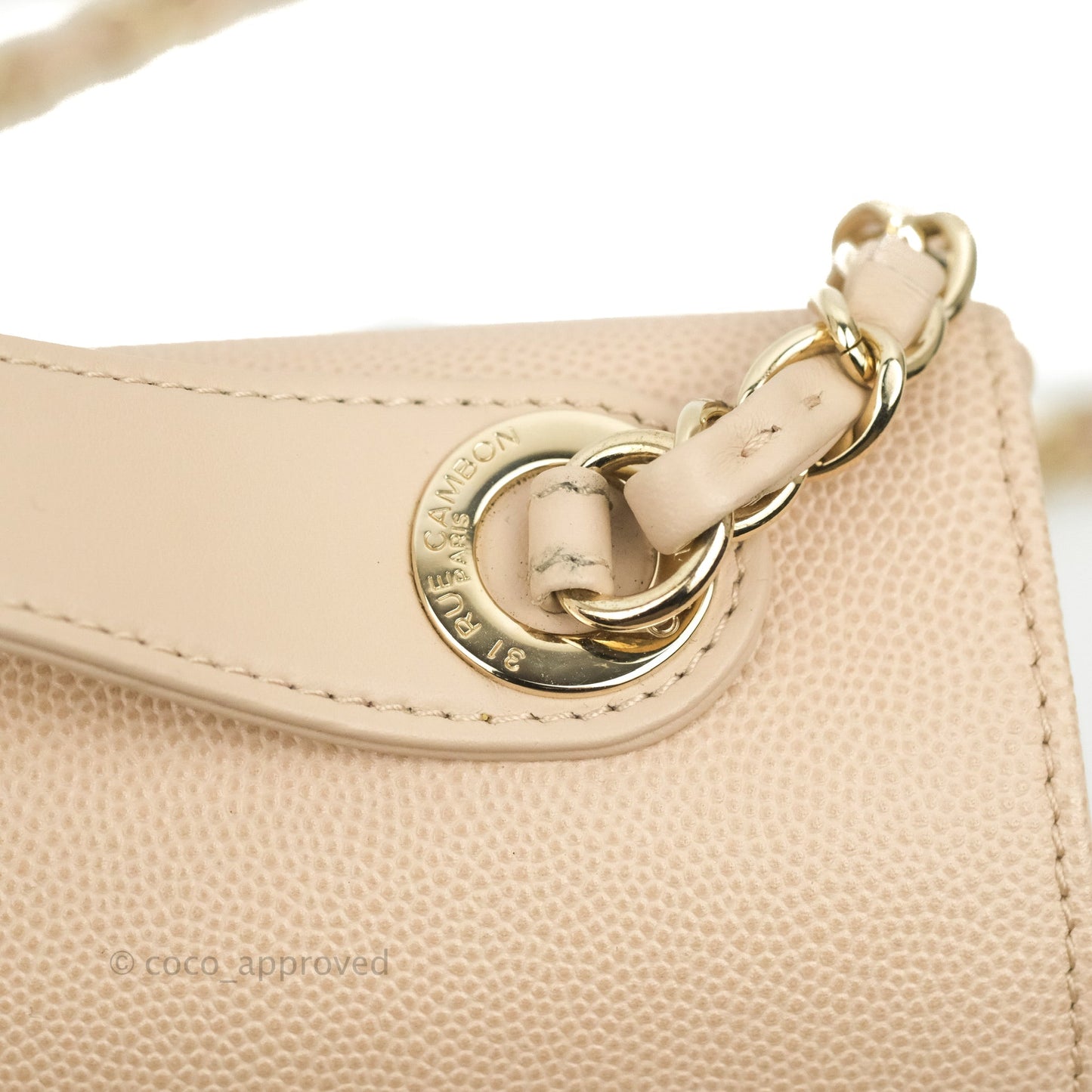 Chanel Quilted Medium Business Affinity Flap Light Beige Caviar Gold Hardware