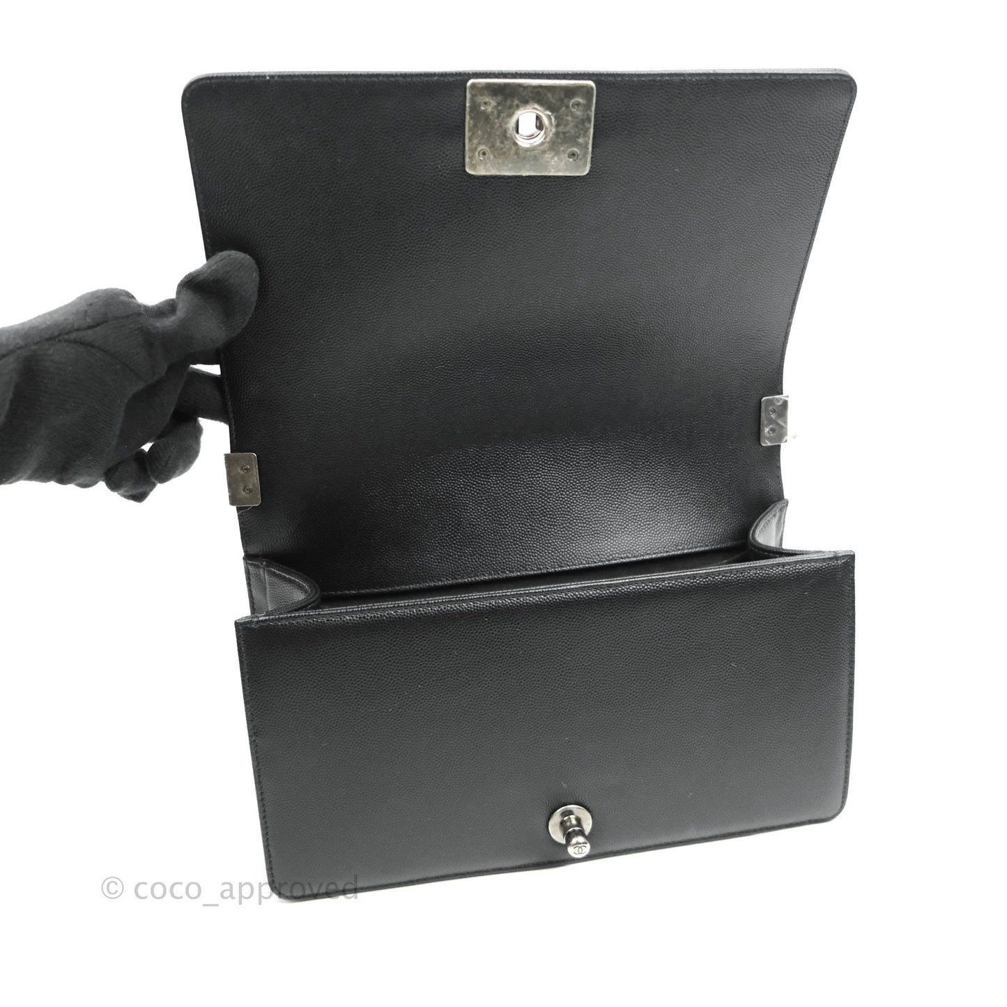 Chanel Boy Quilted Medium Black Caviar Ruthenium Hardware