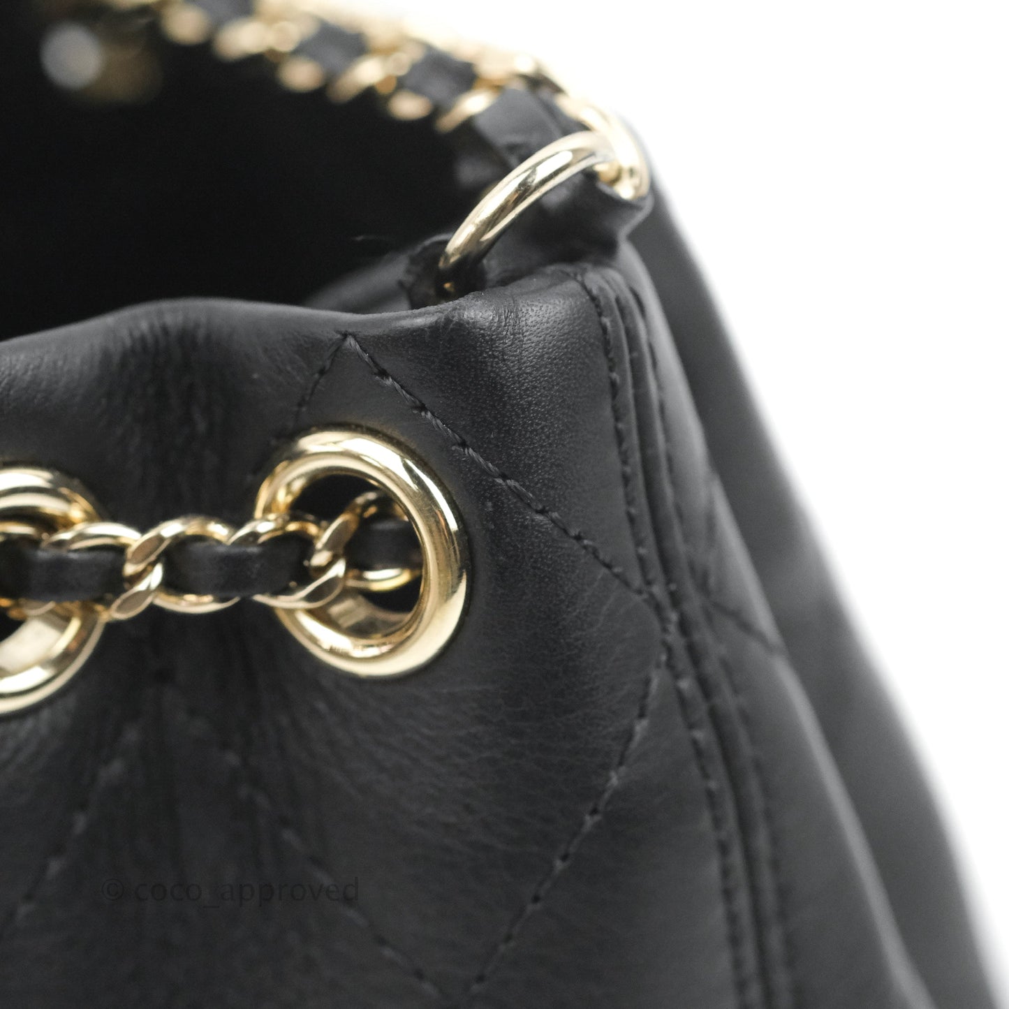 Chanel Mini CC Drawstring Bucket Bag Black Calfskin Gold Hardware