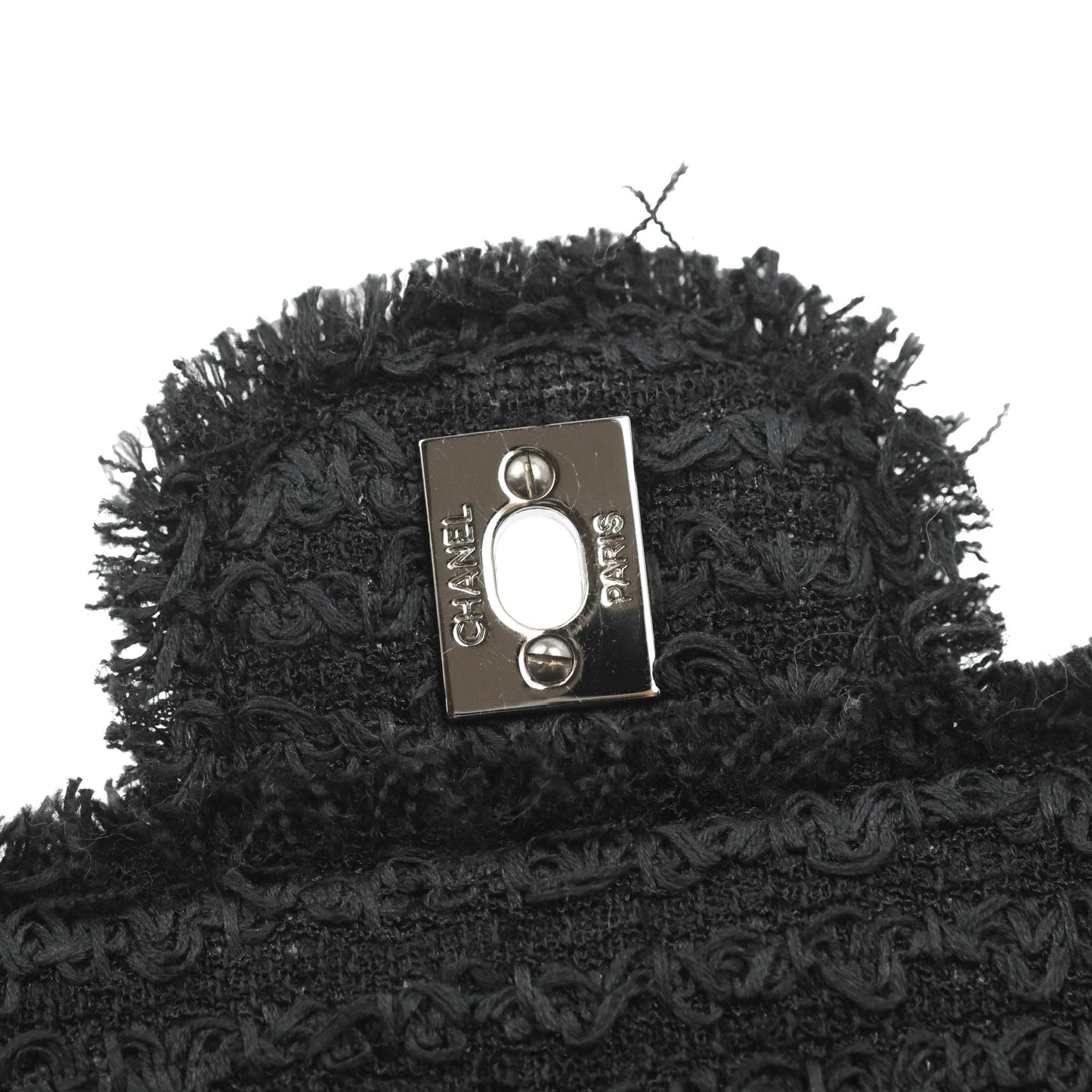 Chanel Medium Classic Double Flap Bag Black Tweed Gold & Gun Metal Hardware