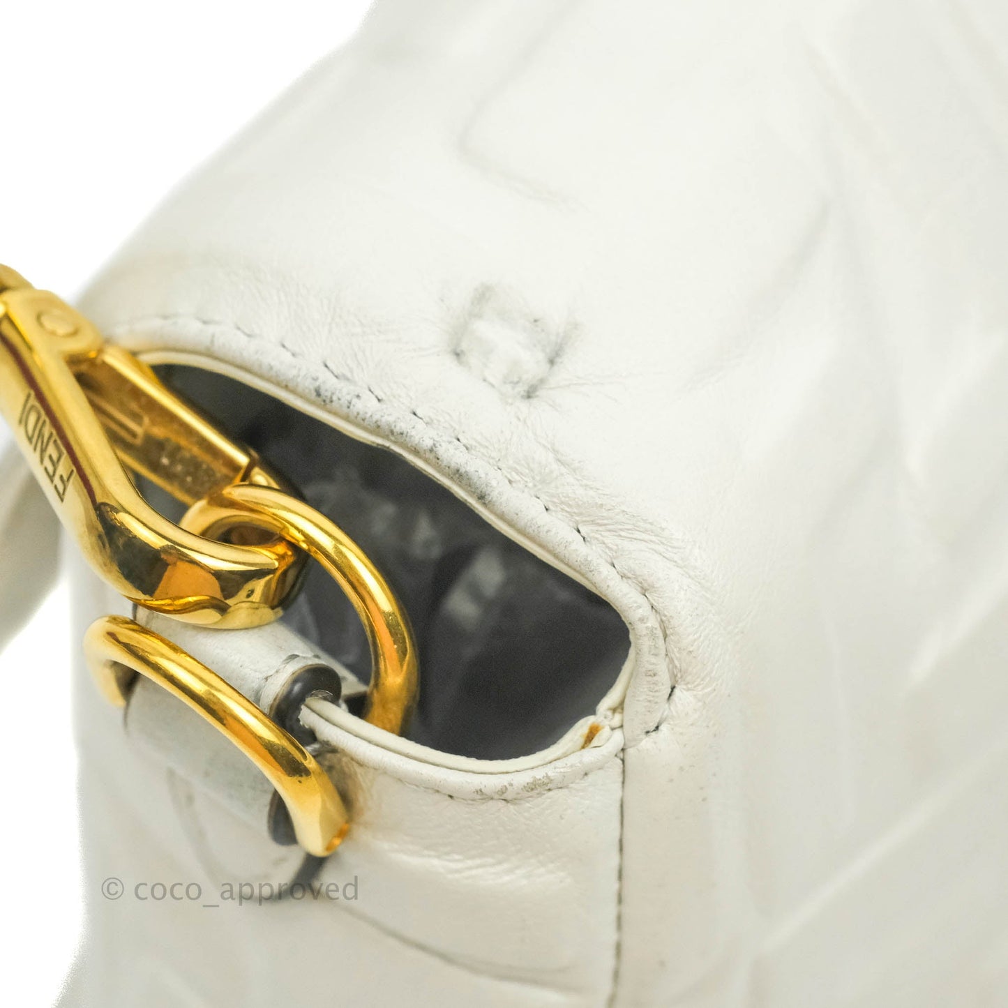 Fendi Medium Baguette Bag White Calfskin Gold Hardware