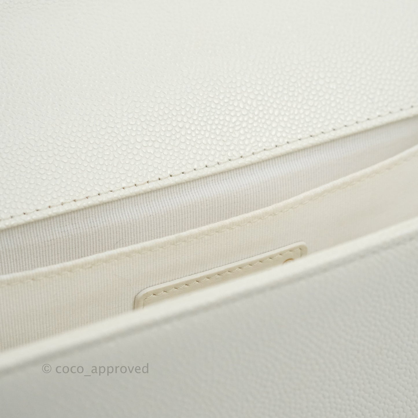 Chanel Quilted Medium Boy White Caviar Gold Hardware