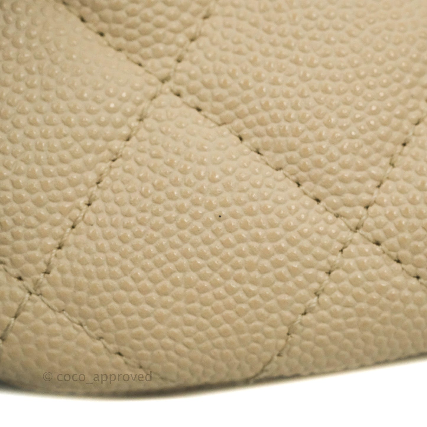 Chanel Quilted Mini O Case Light Beige Caviar Gold Hardware