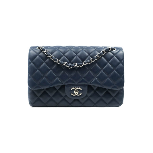 Chanel Jumbo Double Flap Navy Caviar Silver Hardware⁣⁣